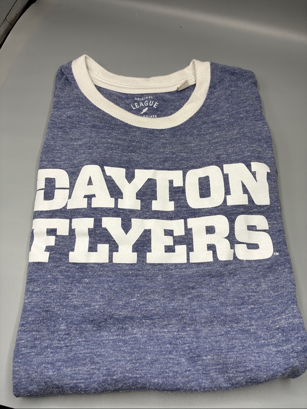 Dayton Flyers Collegiate Shirt Medium Heathered Light Blue 
Comfortable Top Ohio